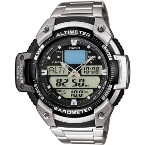 casio men's twin sensor watch blue accents